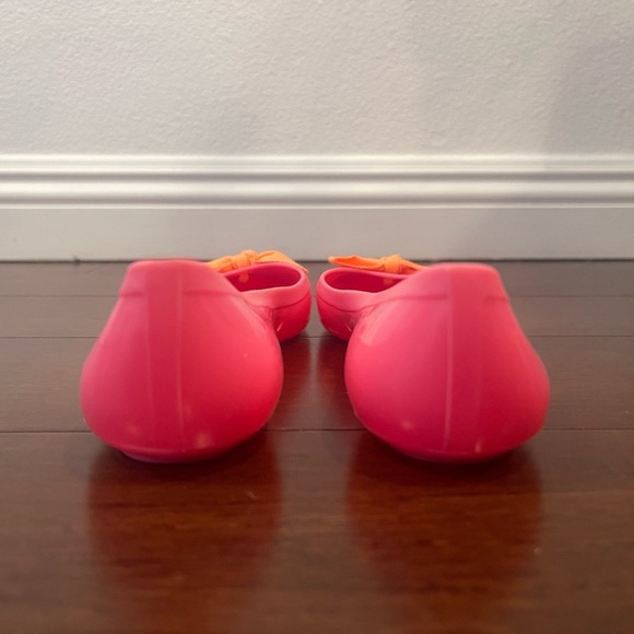 nwot/nwob J. Crew Factory Rainy Day Ballet Flats Pink & Orange jelly bow Flats 6 - Picture 9 of 14